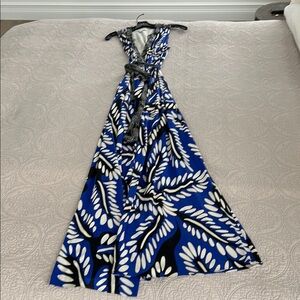 Diane Von Furstenberg Blue and Black Halter Maxi Sundress